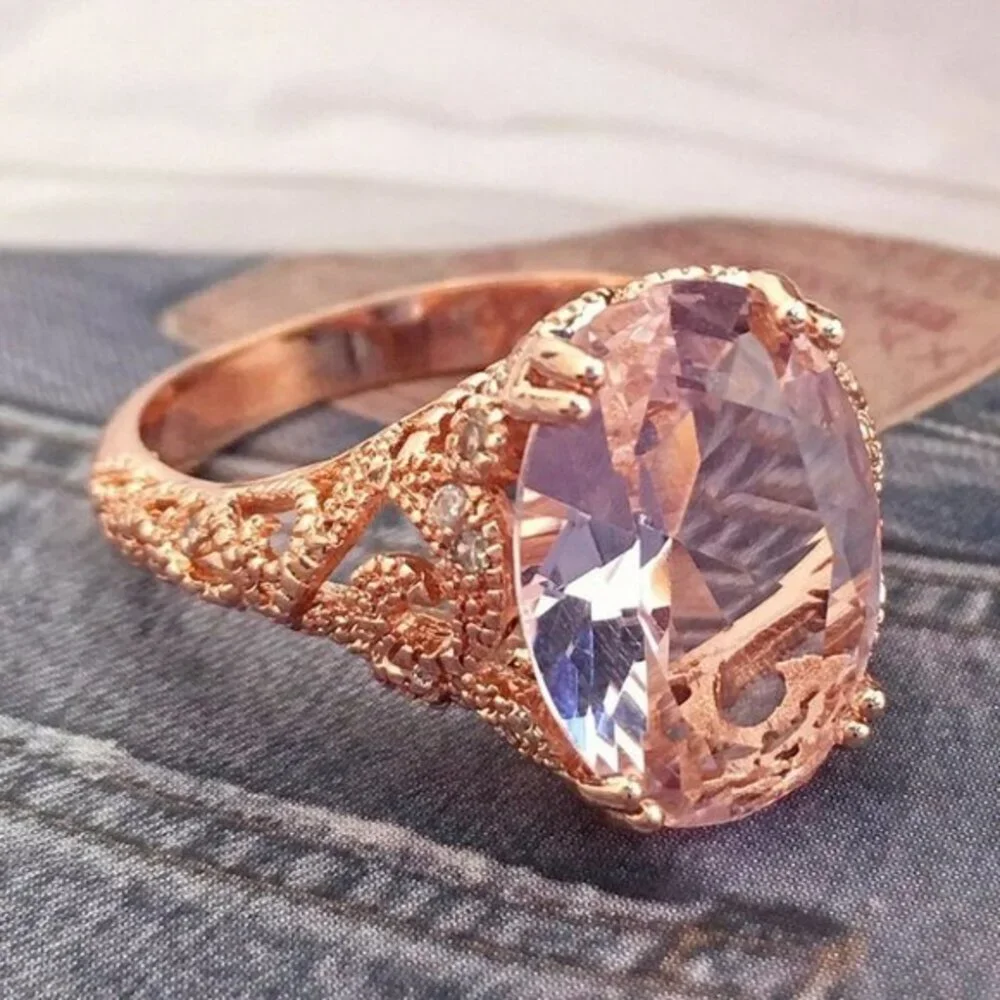 New Bridgeton Regency Period Rose Gold 925 Silver Pink & White Sapphires Ring